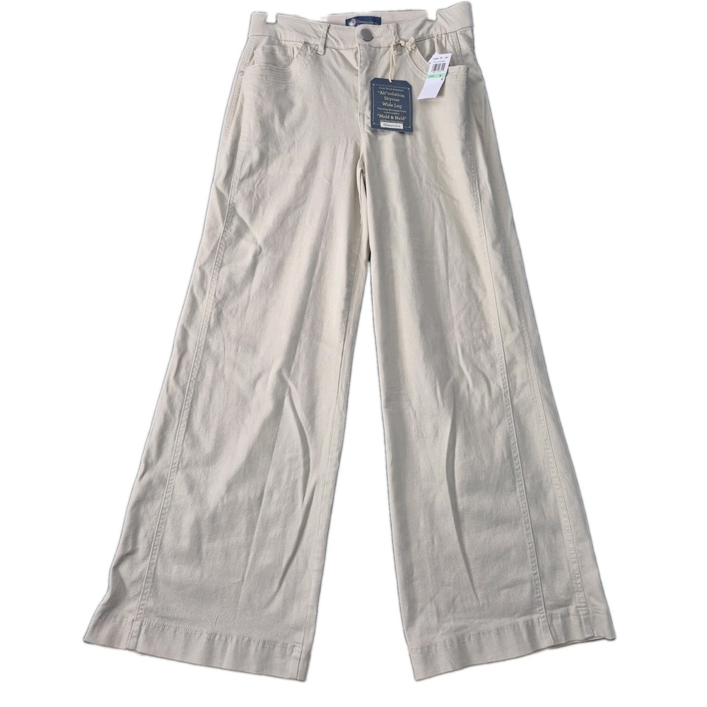 NWT Democracy Ab Solution Skyrise Wide Leg Womens Jeans Light Tan Sz 8 Slimming